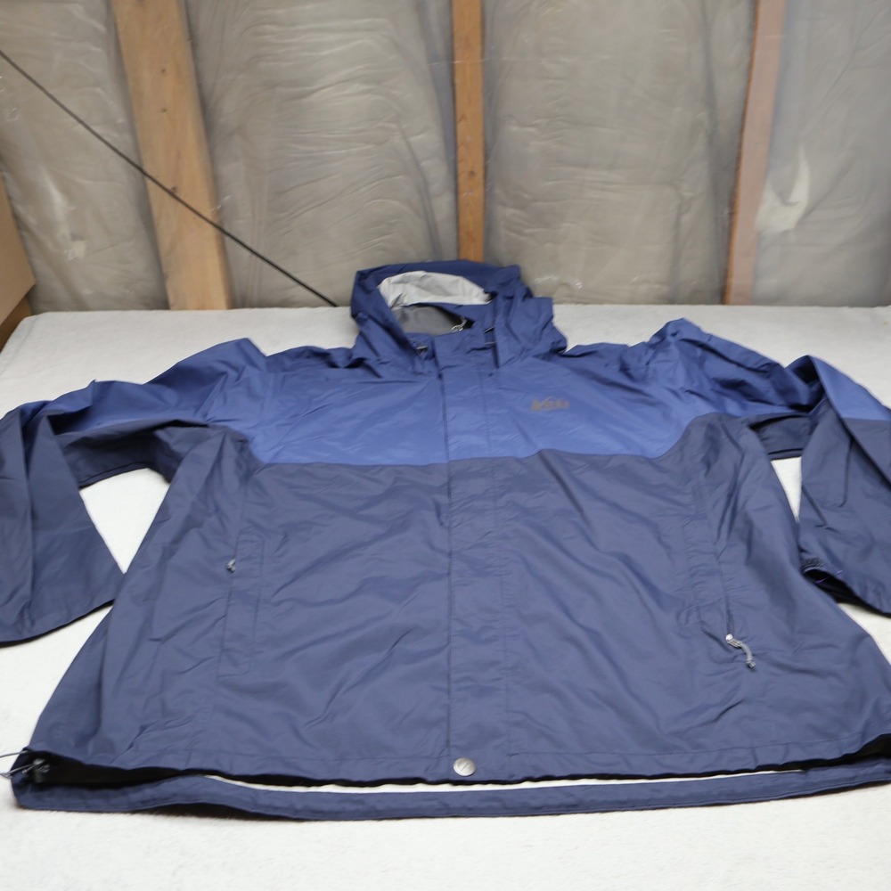 REI Coop Jacket Mens 3XL Blue Hooded Full Zip Light Wind‎ Rain Full Zip Outdoor